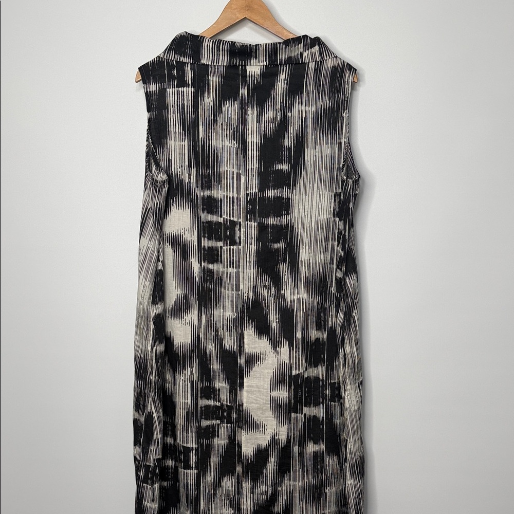 Bryn Walker Linen Blend Black and White Sleeveless Maxi Dress Size Medium - Picture 8 of 8